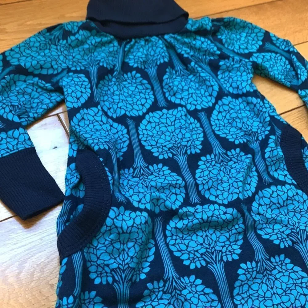 OLD NAVY Tree Graphic Teal And Navy Dress Toddler Girls 12-18 M